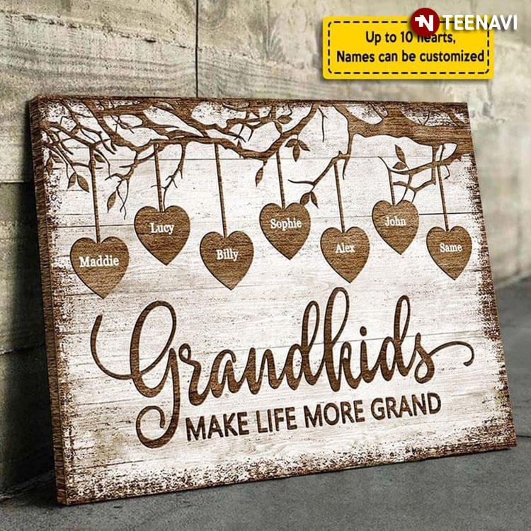 Personalized Name Hearts Grandparents & Grandkids Grandkids Make Life More Grand