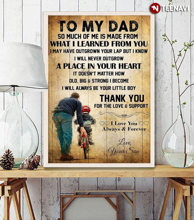 Vintage Caring Dad Teaching His Son To Ride A Bicycle To My Dad So Much Of Me Is Made From What I Learned From You