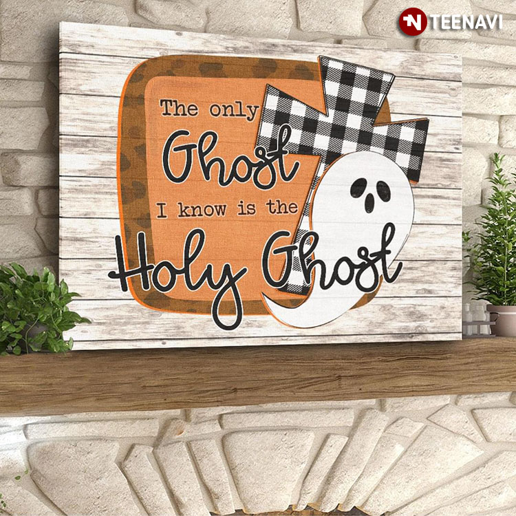 Vintage Halloween Boo Cute Ghost & Jesus Cross The Only Ghost I Know Is The Holy Ghost