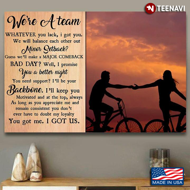Couple Of Cyclists Holding Hands Silhouette We’re A Team Whatever You Lack, I Got You We Will Balance Each Other Out Minor Setback?