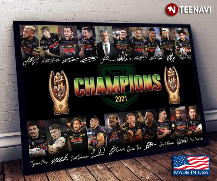 Penrith Panthers Team With Autographs NRL National Rugby League Champions 2021