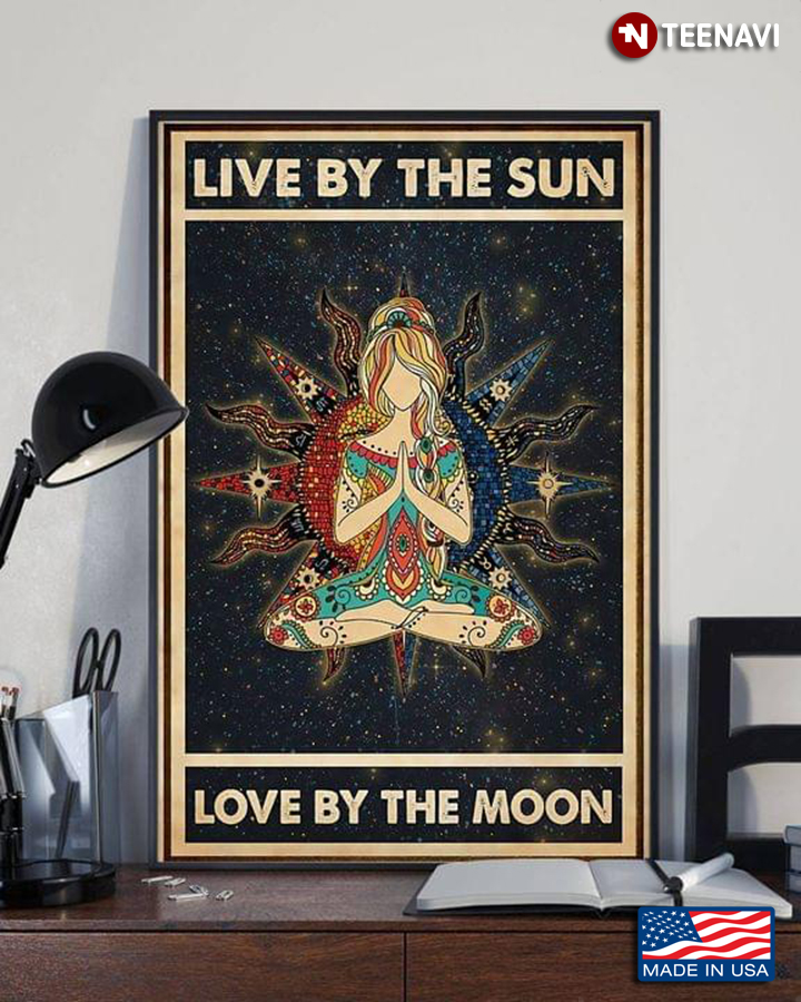 Vintage Girl Doing Yoga Live By The Sun Love By The Moon