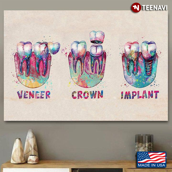 Watercolour Dental Veneer, Crown And Implant