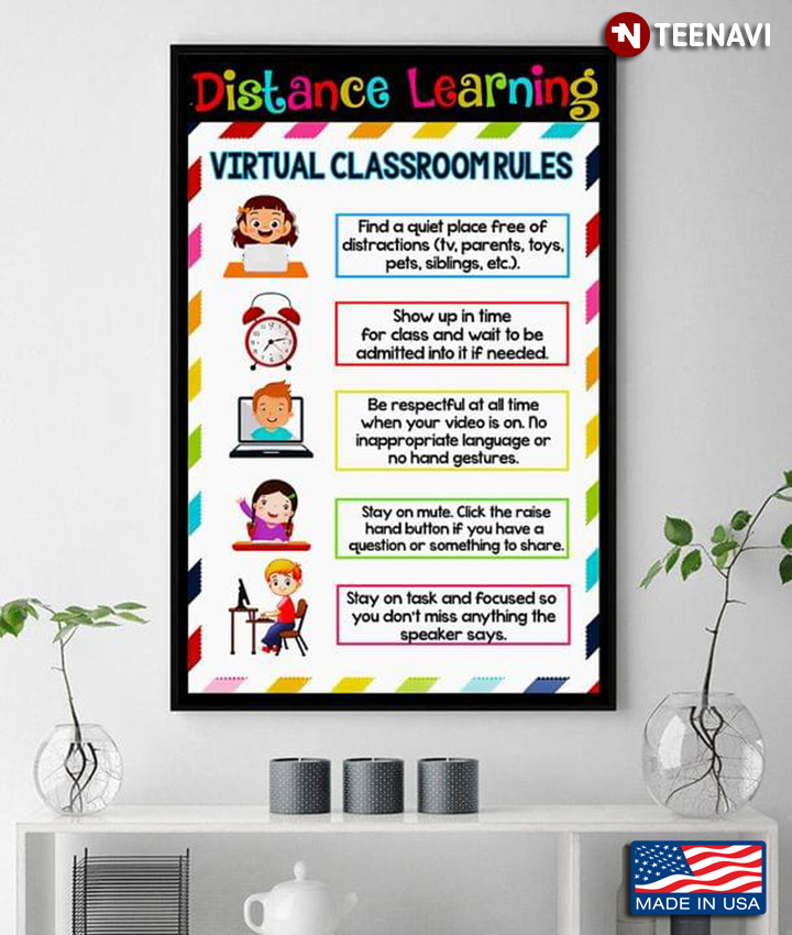Colourful Distance Learning Virtual Classroom Rules