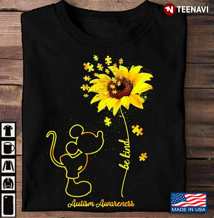 Disney Mickey Mouse Sunflower Be Kind Autism Awareness
