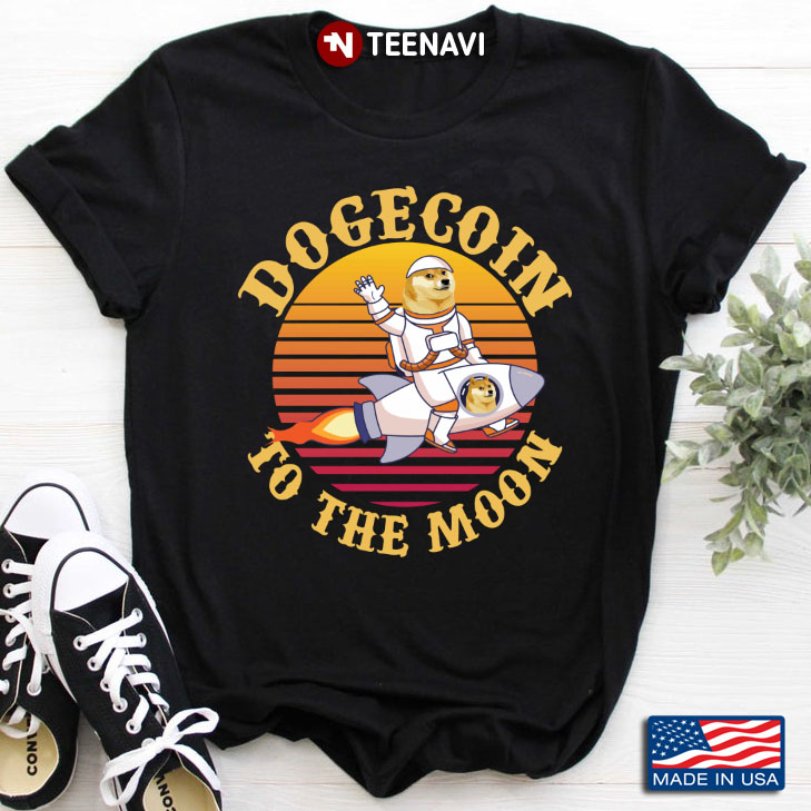 Vintage Dogecoin To The Moon Astronaut Shiba Inu for Dog Lover