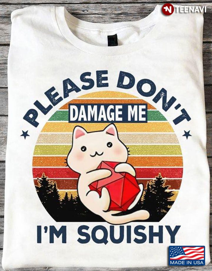 Vintage Cat With Dice Please Don't Damage Me I'm Squishy Dungeons & Dragons for Game Lover