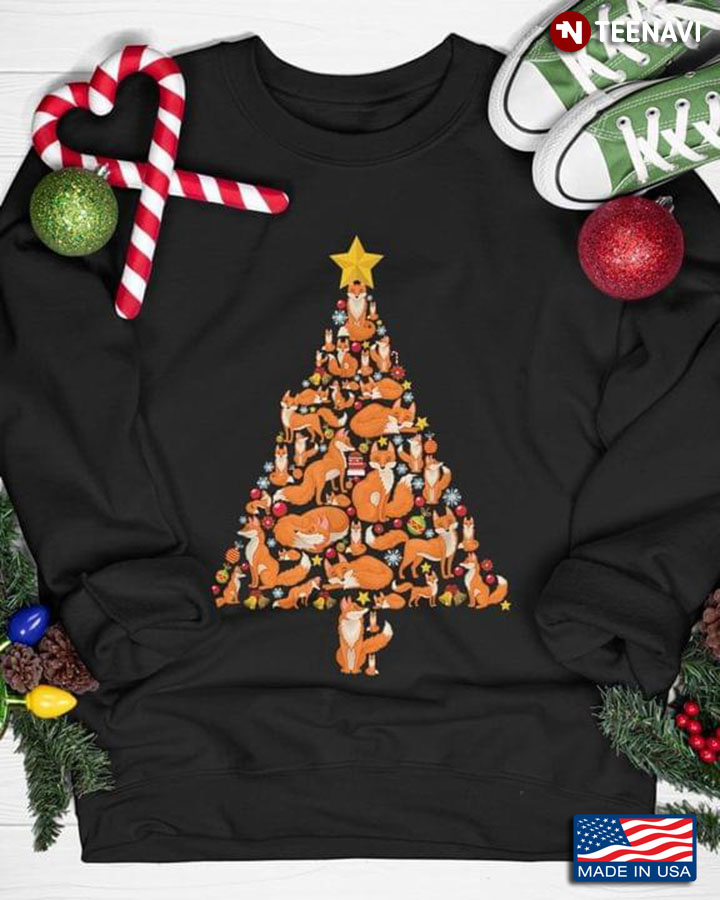 Fox Xmas Tree Merry Christmas for Animal Lover