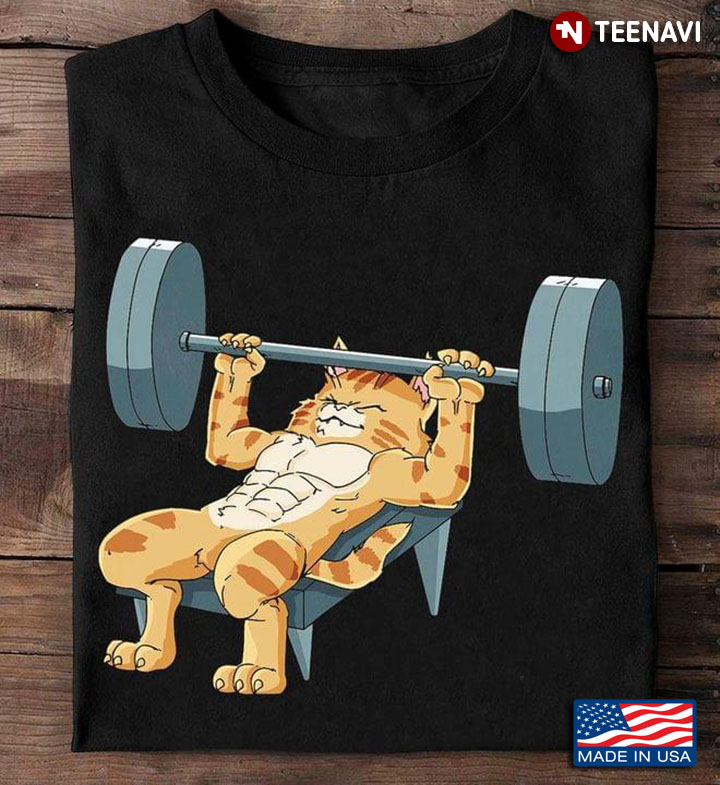 Cat Lifting Weights Funny Fitness