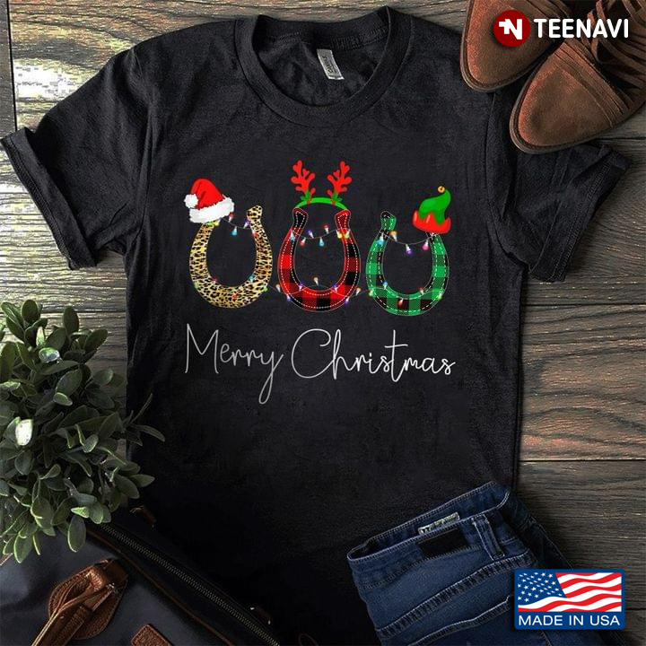 Merry Christmas Horsehoes In Christmas Costumes Leopard for Horse Lover
