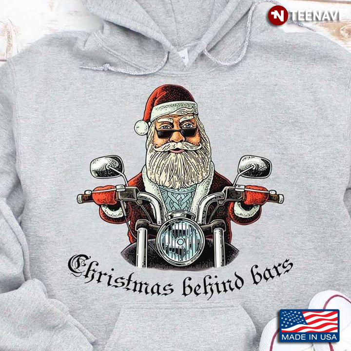 Christmas Behind Bars Santa Claus Rides Motorcycle