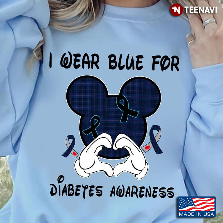 I Wear Blue For Diabetes Awareness Mickey Mouse