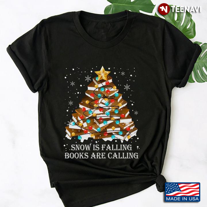 Snow Is Falling Books Are Calling Xmas Tree Merry Christmas for Book Lover