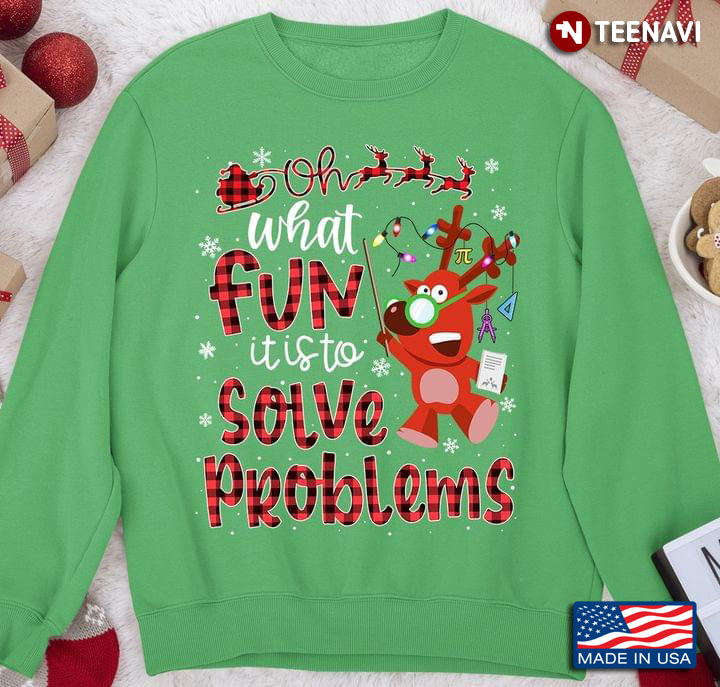 Math Teacher Oh What Fun It Is To Solve Problems Reindeer for Christmas