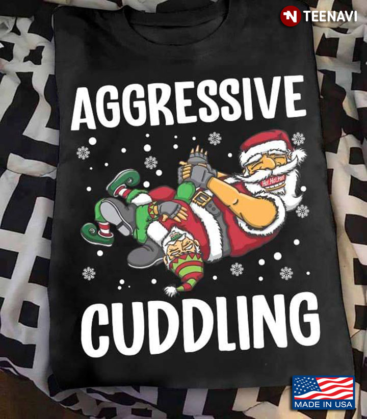 Aggressive Cuddling Jiu Jitsu Old Elf And Santa Claus for Christmas