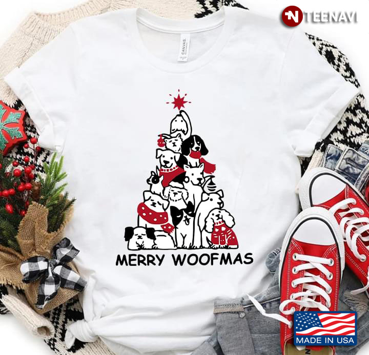 Merry Woofmas Xmas Tree With Dogs Merry Christmas for Dog Lover