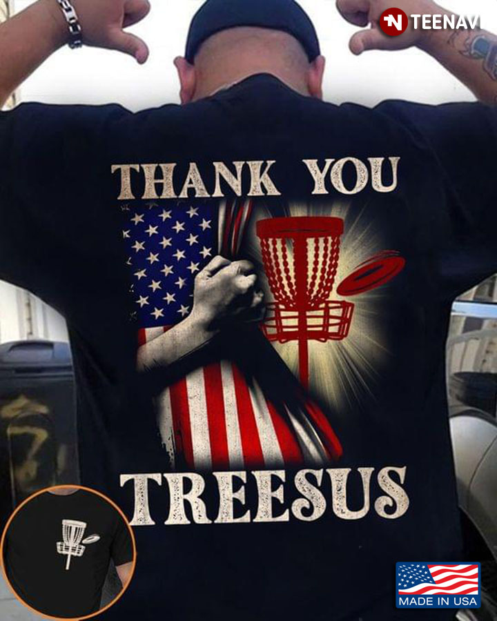 Thank You Treesus Disc Golf American Flag for Disc Golf Lover