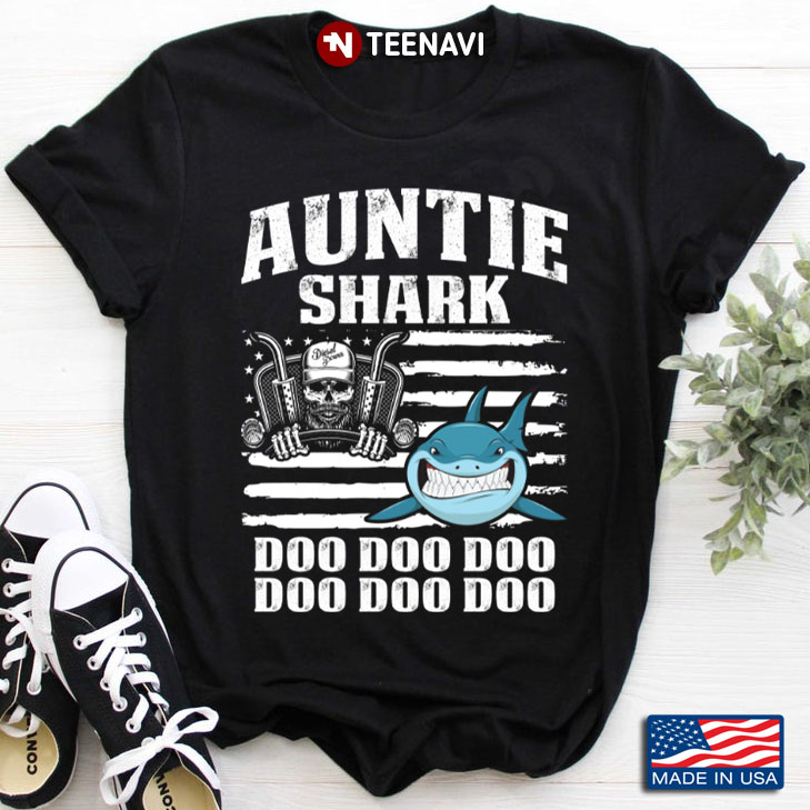 Trucker Auntie Shark Doo Doo Doo Doo Doo Doo American Flag