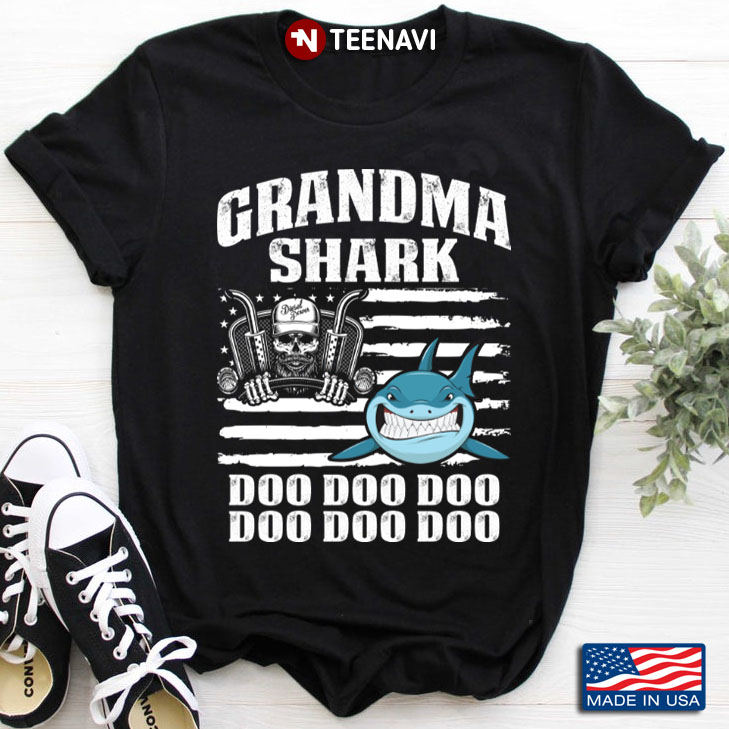 Trucker Grandma Shark Doo Doo Doo Doo Doo Doo American Flag
