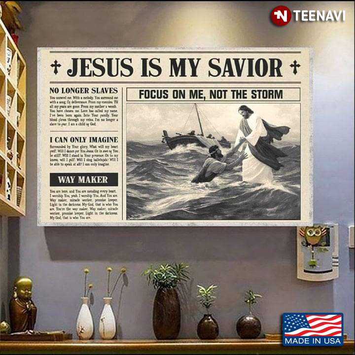Jesus Giving Helping Hand To Human Jesus Is My Savior Focus On Me Not The Storm