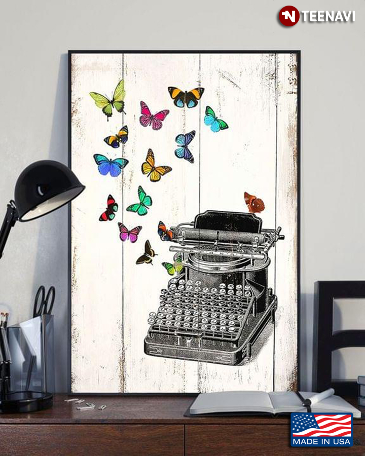 Type Machine Releasing Colourful Butterflies