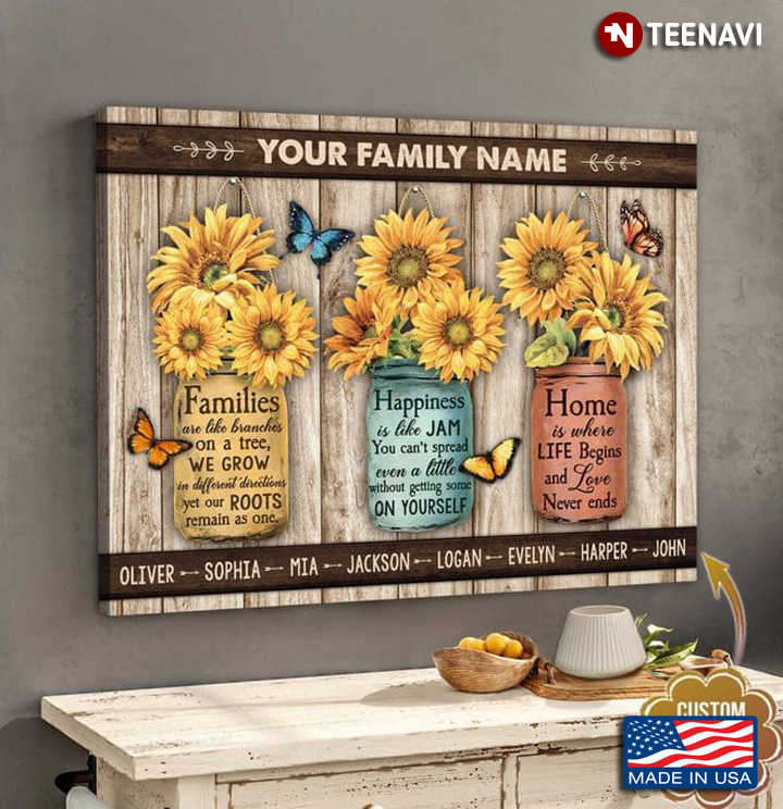 Personalized Sunflowers & Butterflies Families Are Like Branches On A Tree