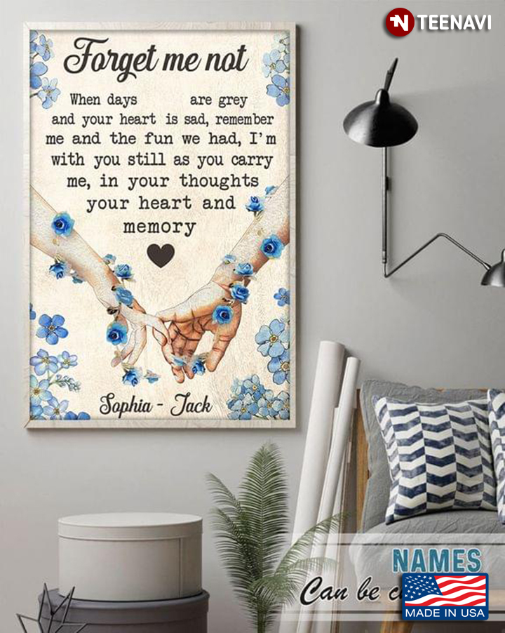 Personalized Blue Flowers & One-finger hold Forget Me Not When Days Are Grey