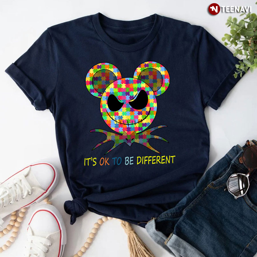 Autism Awareness Jack Skellington It's Ok To Be Different T-Shirt