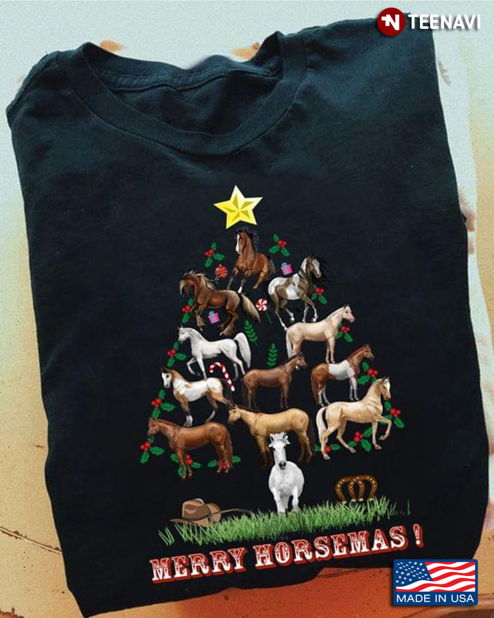 Merry Horsemas Xmas Tree Full Of Horses for Christmas