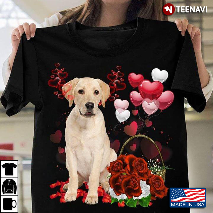 Labrador Retriever With Balloons And Flowers for Dog Lover