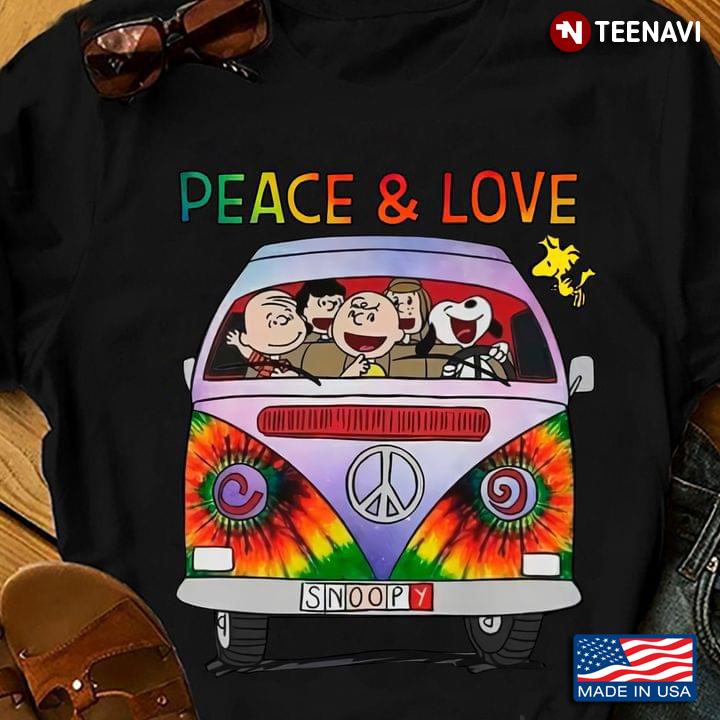 Peace And Love Snoopy Hippie Bus