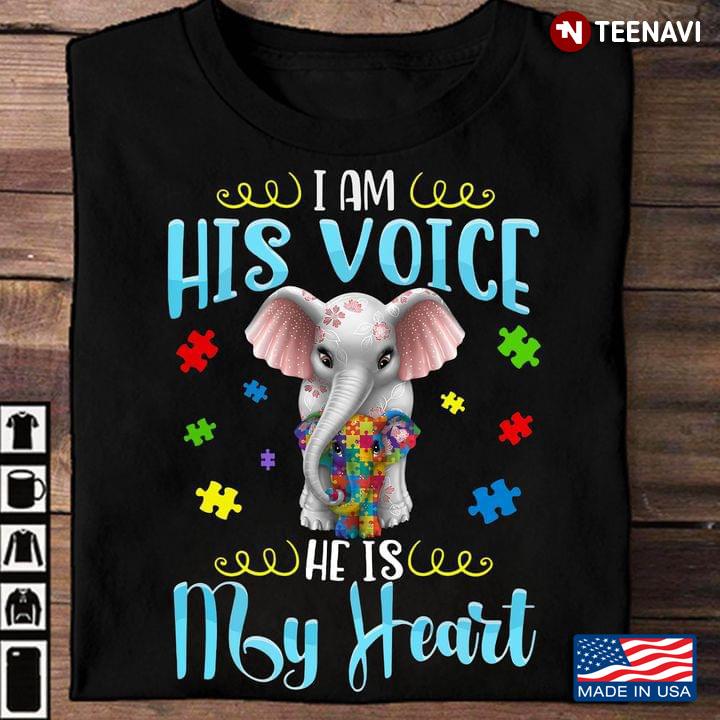 Autism Awareness Elephant I Am His Voice He Is My Heart