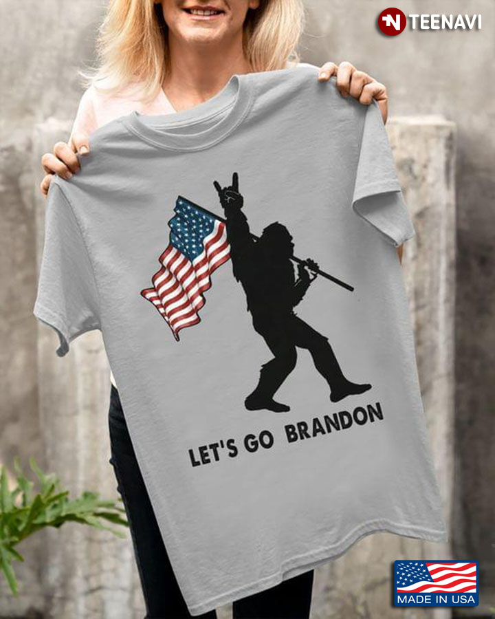 Bigfoot With American Flag Let’s Go Brandon Anti Biden