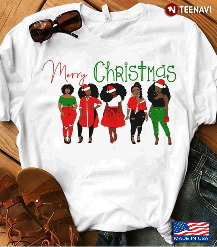 Merry Christmas Black Women With Santa Hats
