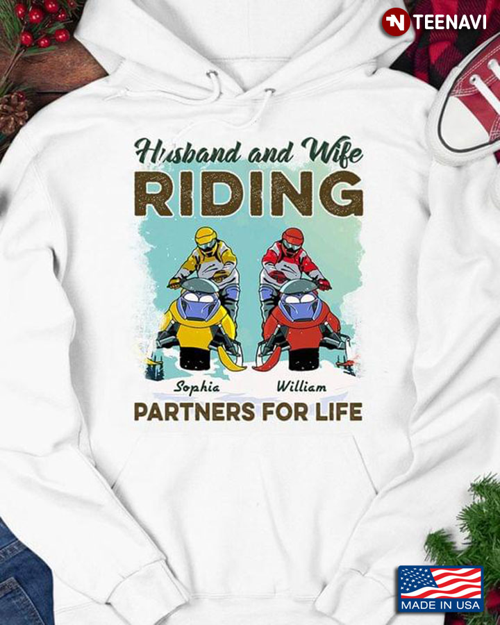 Personalized Name Snowmobile Husband And Wife Riding Partners For Life