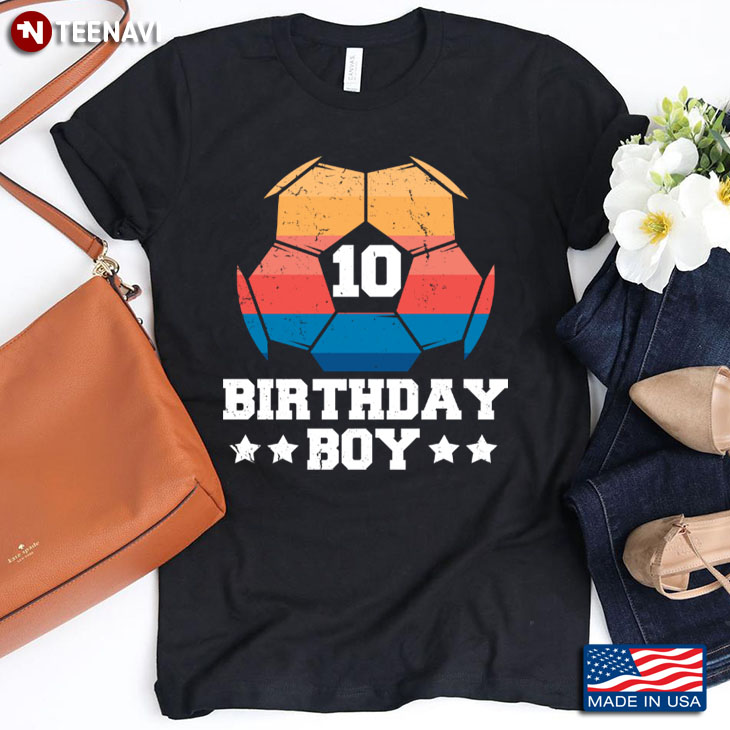 Vintage Soccer Ball 10 Birthday Boy