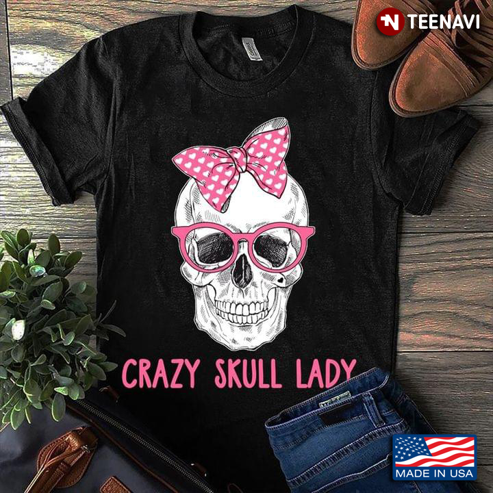 Crazy Skull Lady Skull With Pink Bandana And Glasses