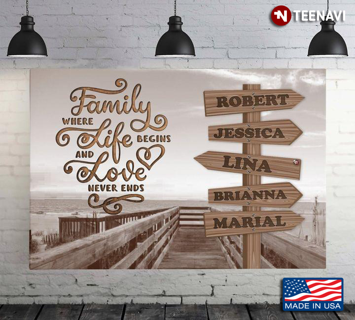 Personalized Wooden Direction Sign Family Where Life Begins And Love Never Ends