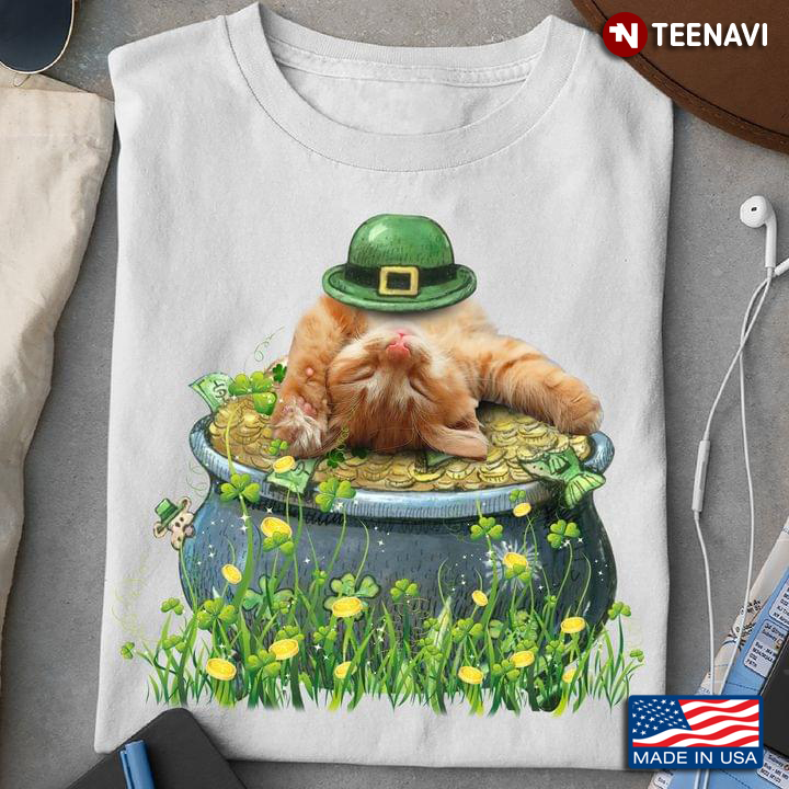 Funny Cat With Shamrocks for St Patrick’s Day