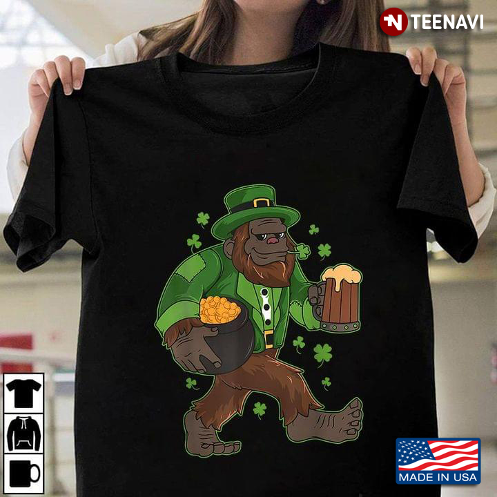 Bigfoot Drinking Beer for St Patrick's Day