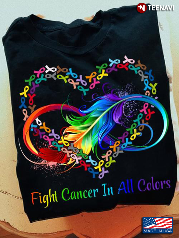 Fight Cancer In All Colors Feather Infinity Colorful Ribbons