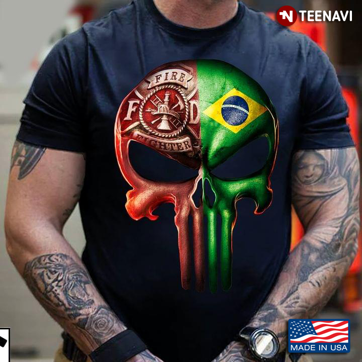 Brazil Skull Firefighter Cool Design