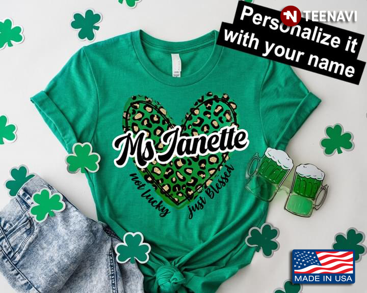 Personalized Name Not Lucky Just Blessed Leopard Heart for St Patrick's Day