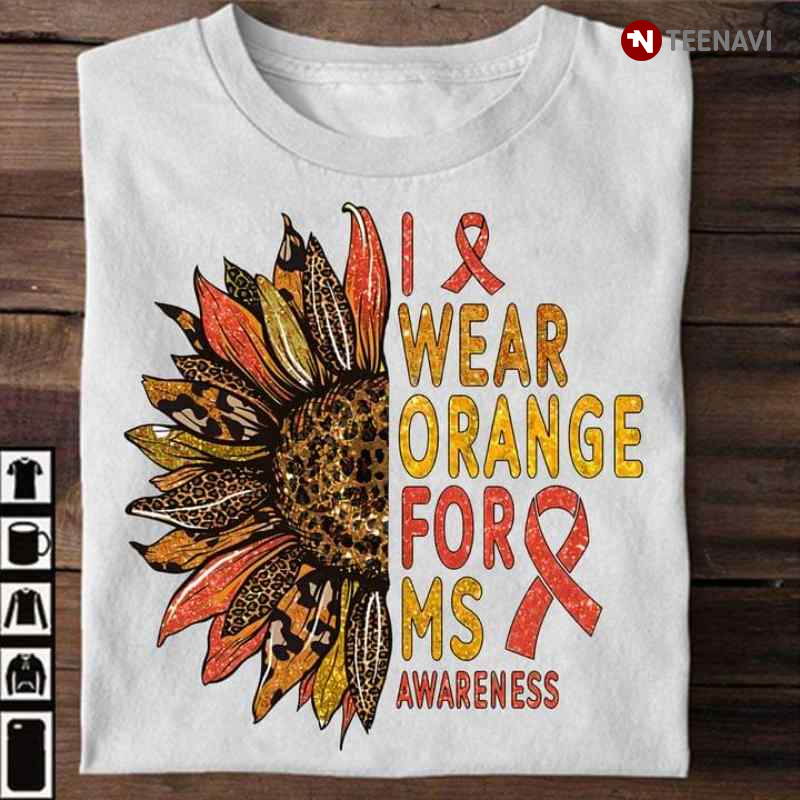 Sunflower I Wear Orange For MS Awareness Leopard