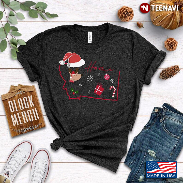 Home Montana Map With Santa Hat for Christmas