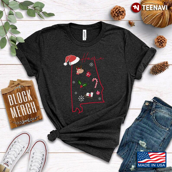 Home Alabama Map With Santa Hat for Christmas