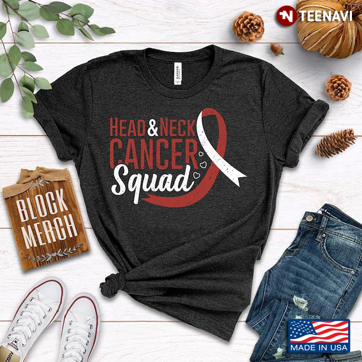 Head And Neck Cancer Squad Red White Ribbon