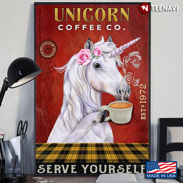Vintage Unicorn Coffee Co. Est.1972 Serve Yourself