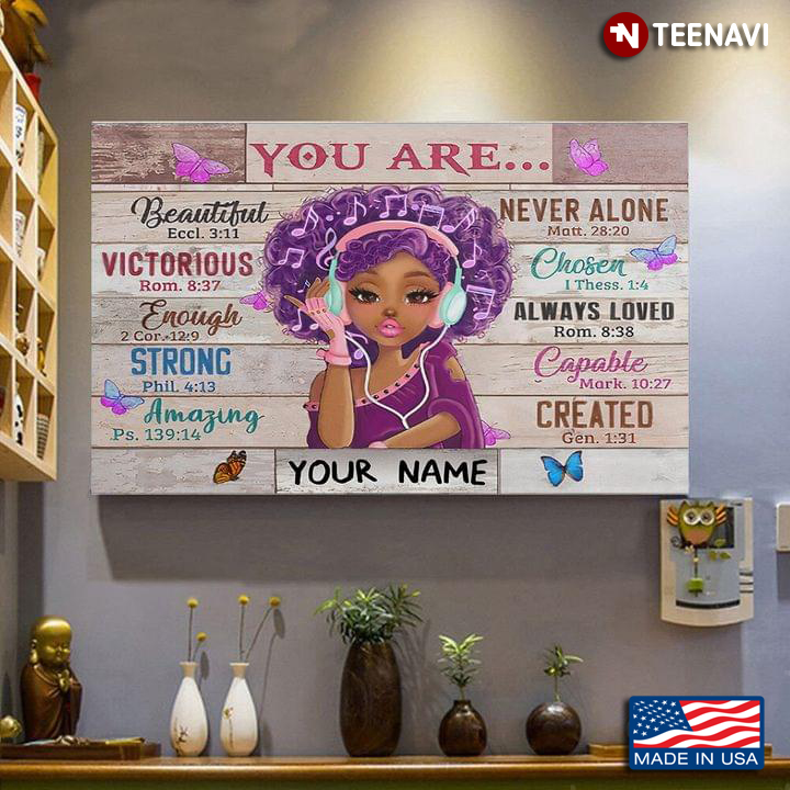 Personalized Black Girl With Purple Hair You Are Beautiful Never Alone Victorious