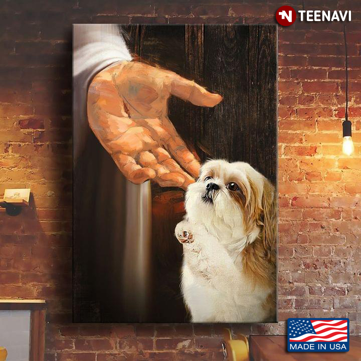 Jesus Christ Giving His Hand To Shih Tzu Dog